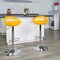 Flash Furniture Contemporary Yellow Plastic Adjustable Height Barstool with Rounded Cutout Back and Chrome Base